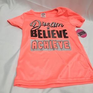 NWT Diva Dream Believe Achieve Silky Neon Peachy Orange Top Size M 7/8